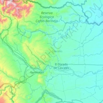 Mapa topográfico Parroquia El Dorado de Cascales, altitud, relieve