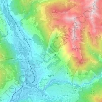 Mapa topográfico Eygliers, altitud, relieve