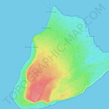 Mapa topográfico Isla Beata, altitud, relieve
