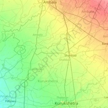 Mapa topográfico Markanda, altitud, relieve