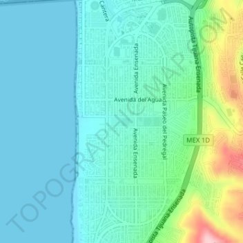 Mapa topográfico Parque Azteca Sur, altitud, relieve