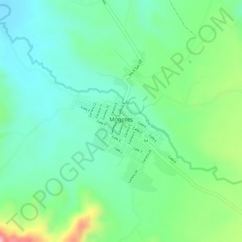 Mapa topográfico Mogotes, altitud, relieve