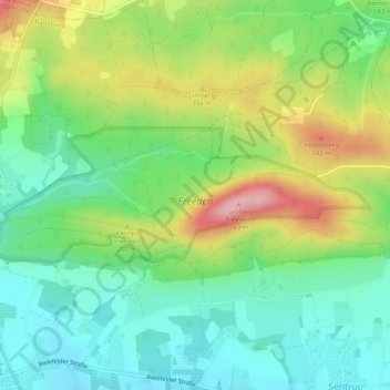 Mapa topográfico Freeden, altitud, relieve