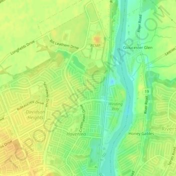 Mapa topográfico Rosetta Park, altitud, relieve