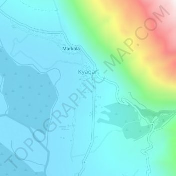 Mapa topográfico Kyagar, altitud, relieve