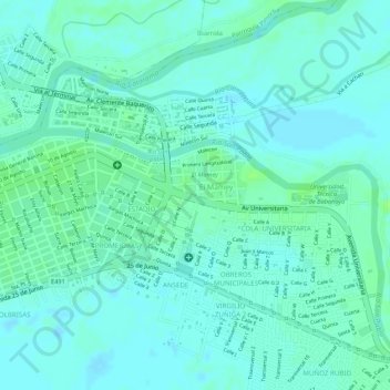 Mapa topográfico Parque de la madre, altitud, relieve