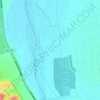 Mapa topográfico King City, altitud, relieve