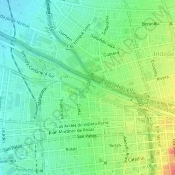 Mapa topográfico Parque de los Reyes, altitud, relieve