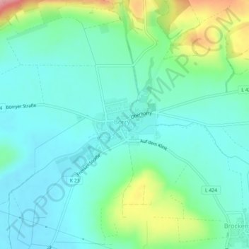 Mapa topográfico Börry, altitud, relieve