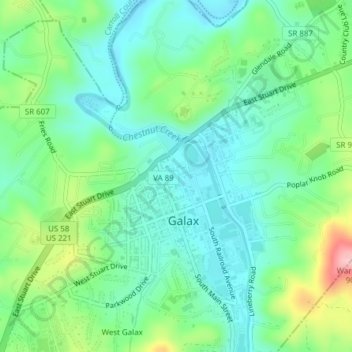 Mapa topográfico Chestnut Creek, altitud, relieve