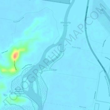 Mapa topográfico Maroochy River, altitud, relieve