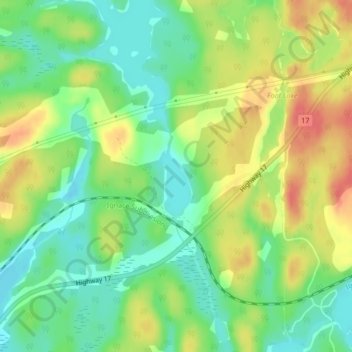 Mapa topográfico Twin Lake, altitud, relieve