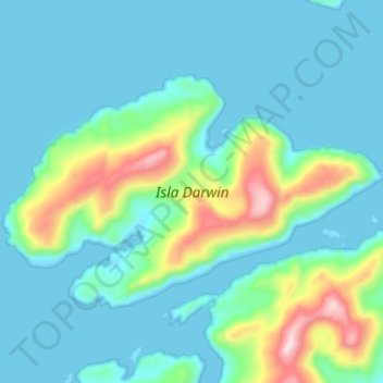 Mapa topográfico Isla Darwin, altitud, relieve