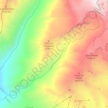 Mapa topográfico Estero La Leonera, altitud, relieve
