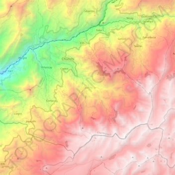 Mapa topográfico Chunchi, altitud, relieve