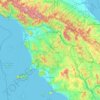 Mapa topográfico Toscana, altitud, relieve