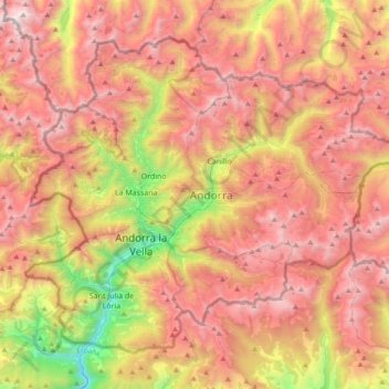mapa topografico andorra Mapa topográfico Andorra, altitud, relieve