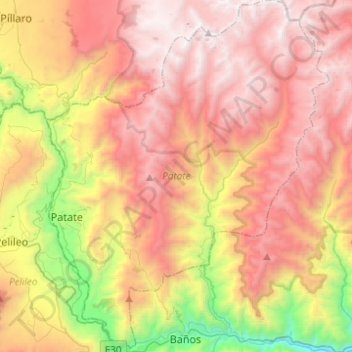 Mapa topográfico Patate, altitud, relieve
